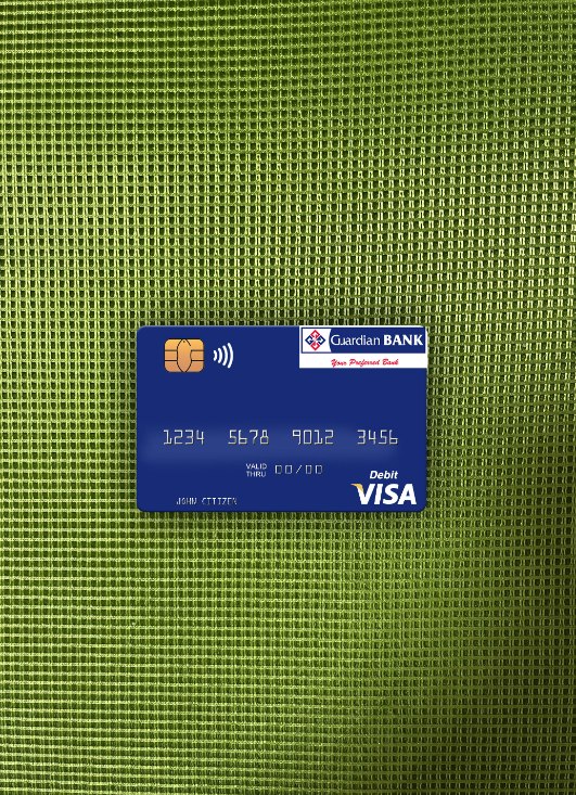 Download Kenya Guardian Bank visa debit card photolook front Photoshop template